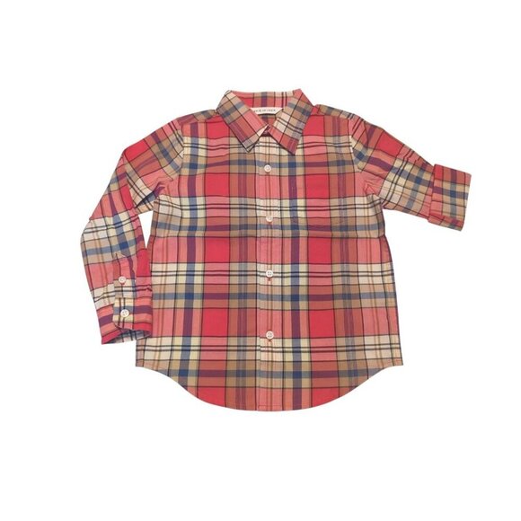 Janie and Jack Other - Janie And Jack Boys Size 3 Red Plaid Long Sleeve Button Up Shirt Roll Sleeve